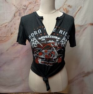 JNK Born To Ride Motorcycle Crop Tee